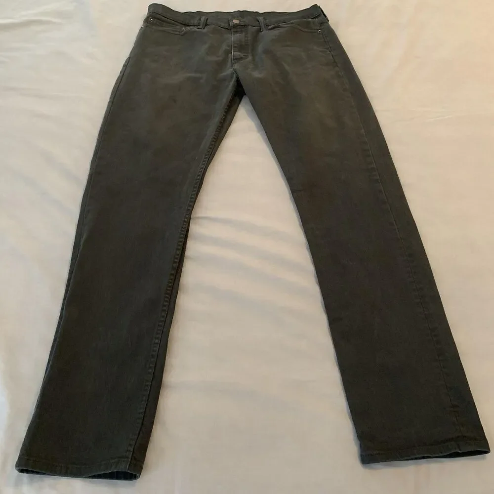 Levis 513 Jeans Mens 36x33 Gray Charcoal Wash Slim Straight Stretch‎ Denim Pants